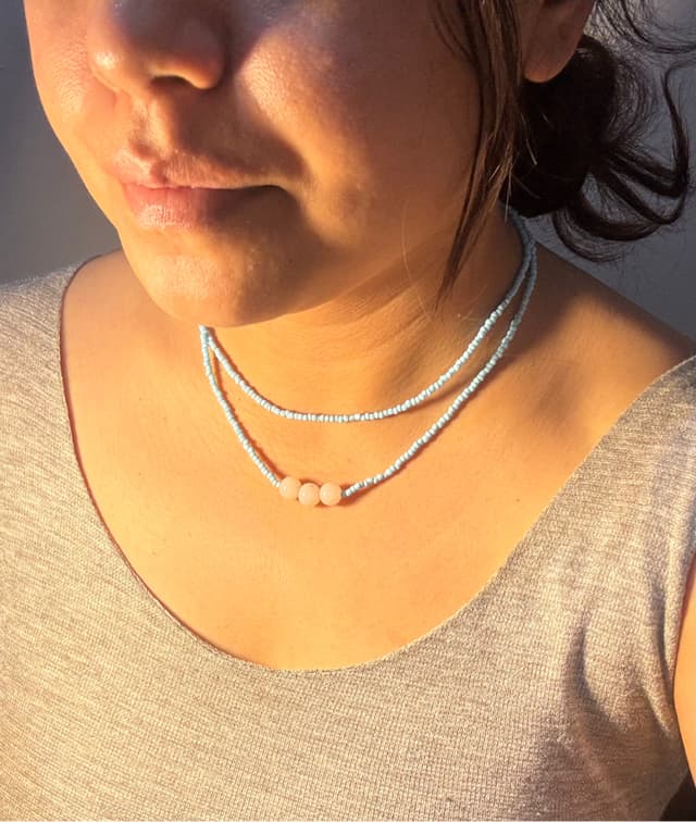 Sky blue and quartz neck piece
