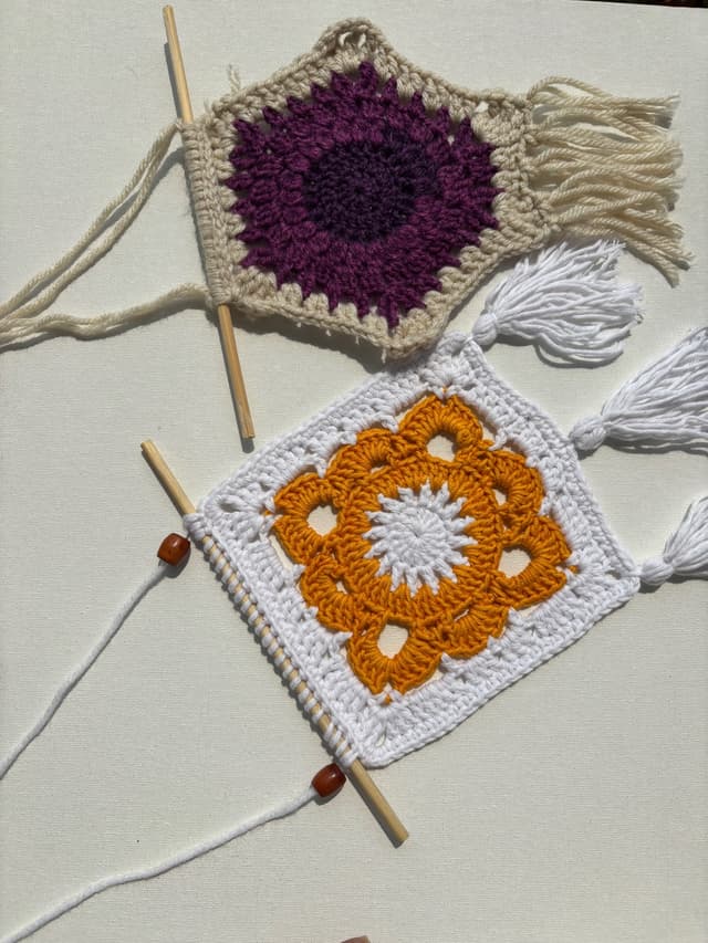Crochet boho wall hanging