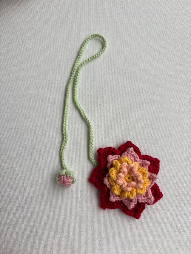 Crochet multi-layeres flower bag charm